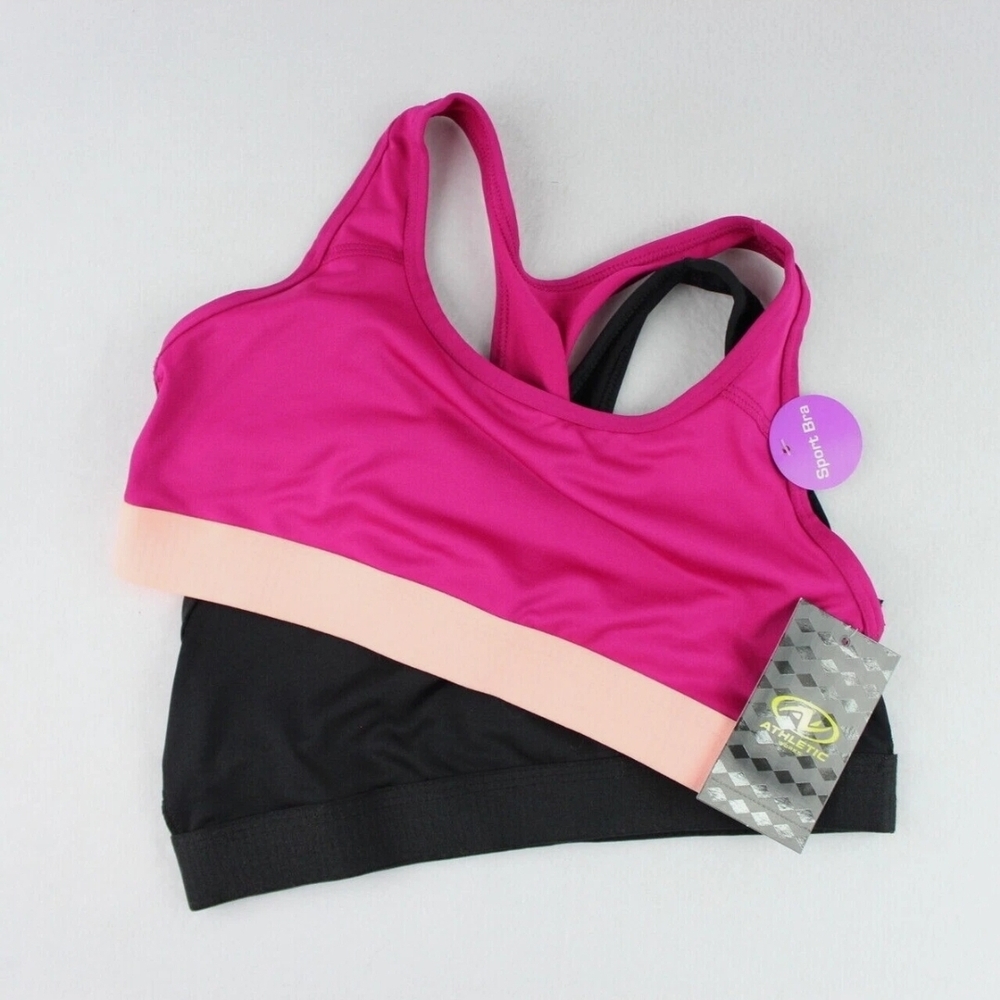 Teen Pink and Black Sports Bra
